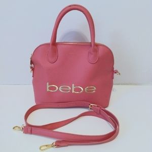 Bebe Pink Gold Faux Leather Double Handle Shoulder Bag